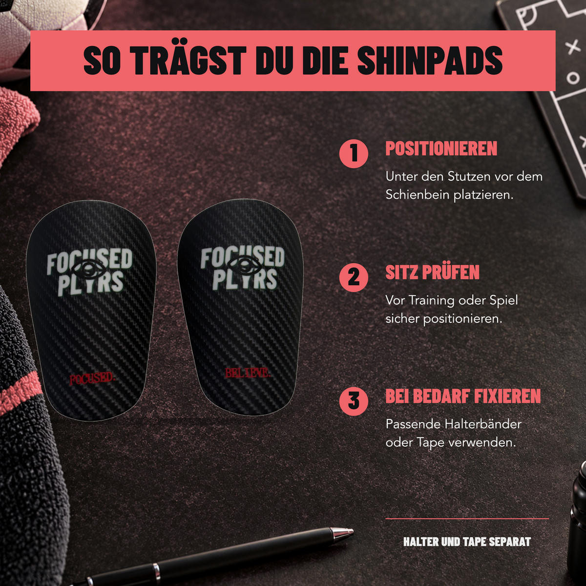 Mini Shinpads in Carbon-Optik – Anwendung in drei Schritten