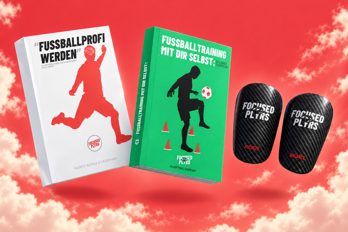 Focused Plyrs Bücher und Carbon Mini Shinpads vor rotem Himmel